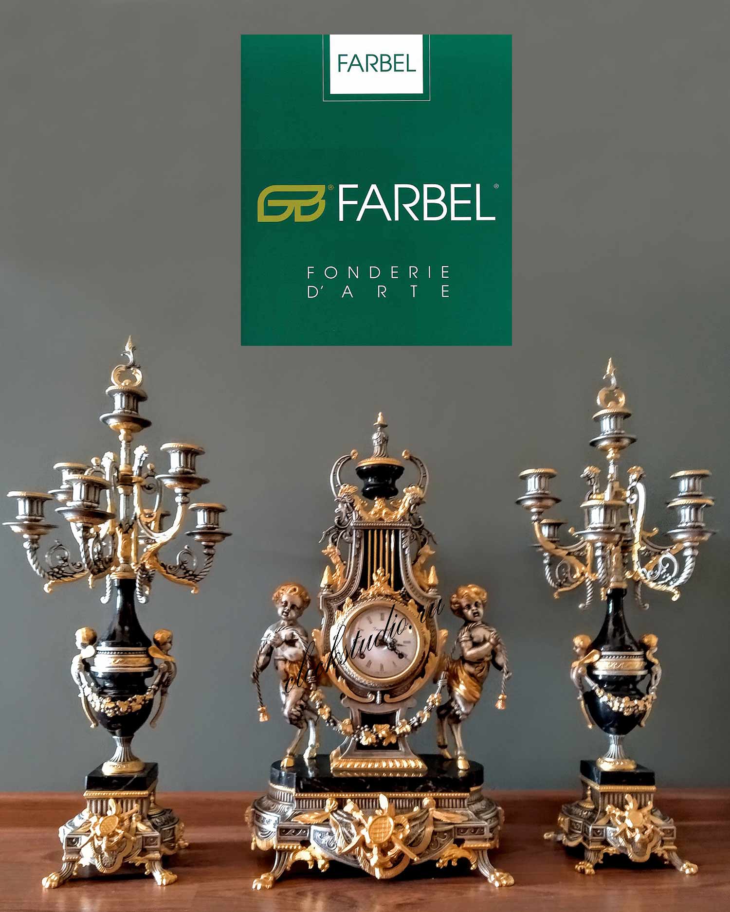 FARBEL Italy часы OB9Aa канделябры C62Aa*2 шт.